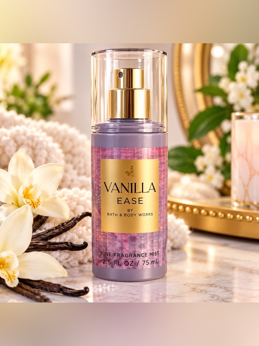Bath & Body Works Vanilla Ease Fine Fragrance Mist Mini 2.5 oz 75 mL